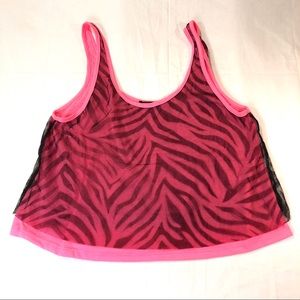 Vintage Wet Seal Pink Zebra Tank Crop Top Medium